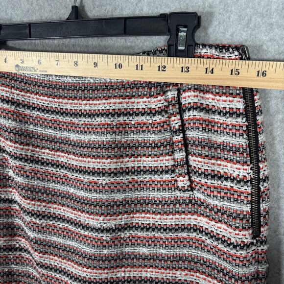 Halogen Tweed Mini‎ Skirt 8 Orange Textured Zipper Pockets Old Money Academia - Picture 7 of 13